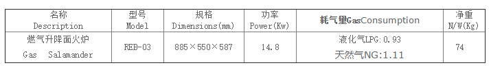 REB-03燃气升降面火炉